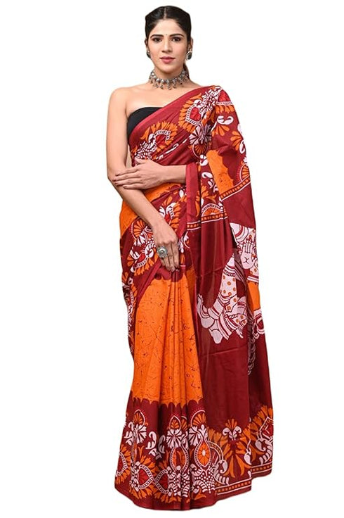 Dosaya Fabrics Jaipuria Block Printed Pure Cotton Mulmul Saree